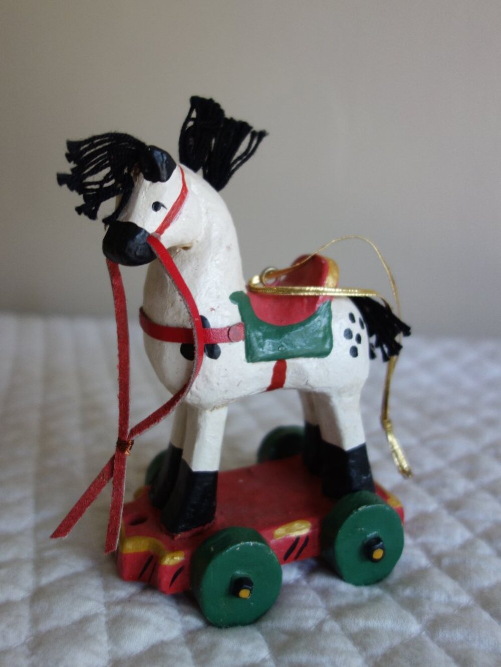 Vntg 1994 H of H HOUSE OF HATTEN Wooden Horse Christmas Ornament